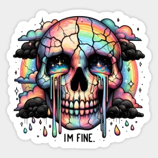"I'm Fine" Crying Cracked Skull Sticker